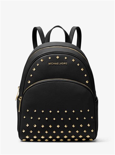 Michael kors mk abbey medium black leather stud backpack